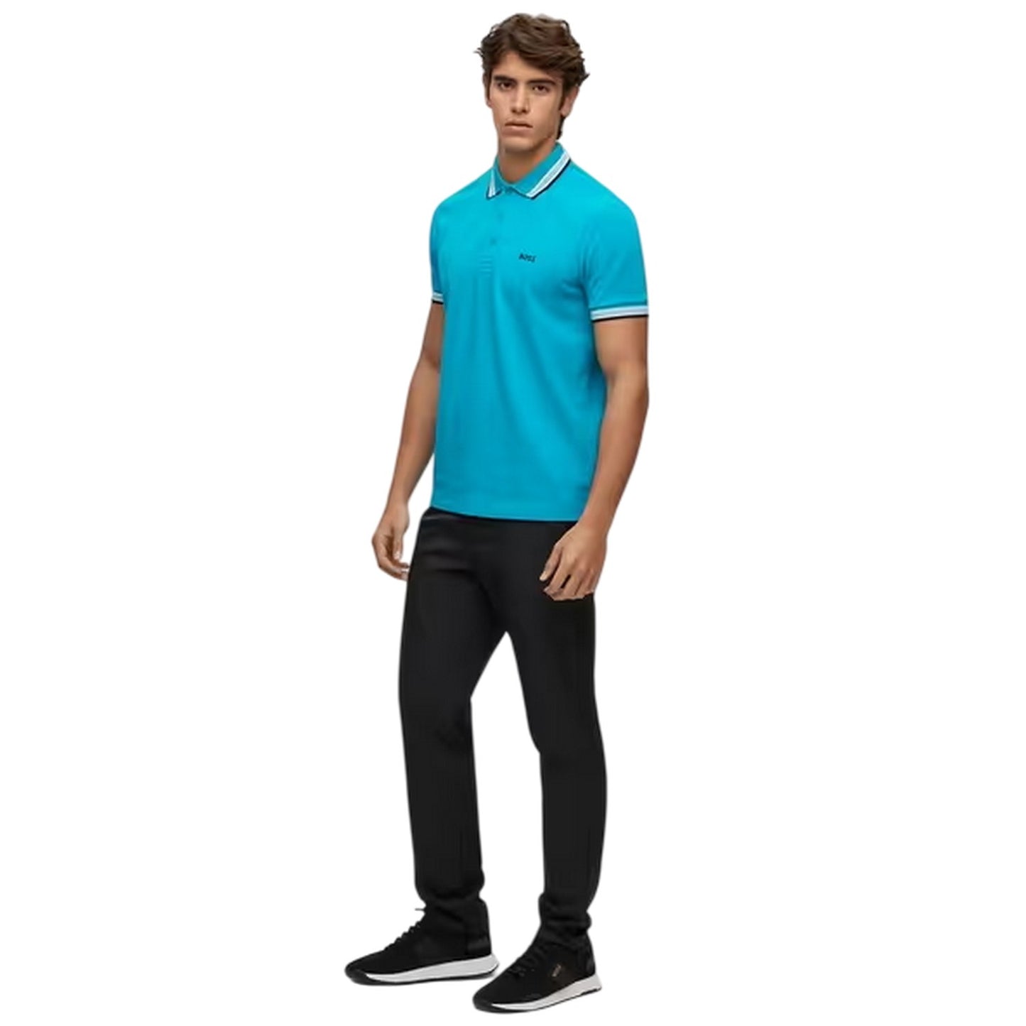 Turquoise-Aqua - Side - Boss Mens Paddy Euro Polo Shirt