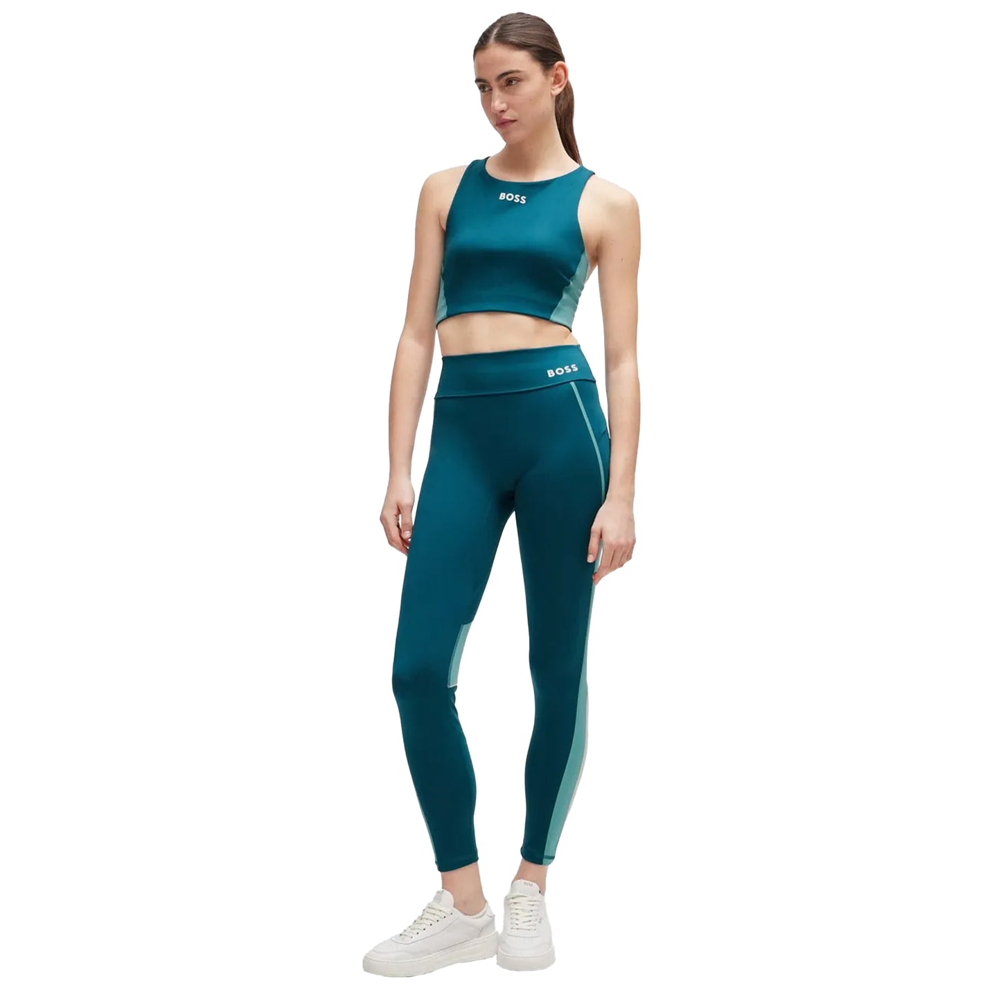 Green - Side - Boss Womens-Ladies Ekiden Slim Leggings