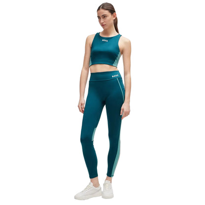 Green - Side - Boss Womens-Ladies Ekiden Slim Leggings