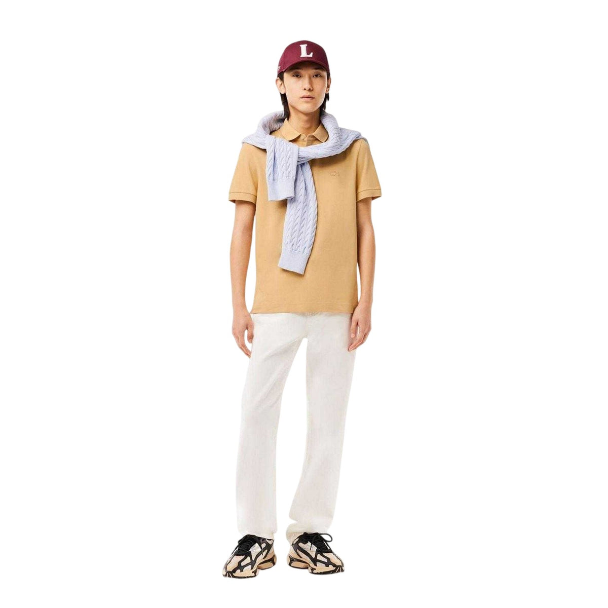 Beige - Side - Lacoste Mens Paris Stretch Polo Shirt