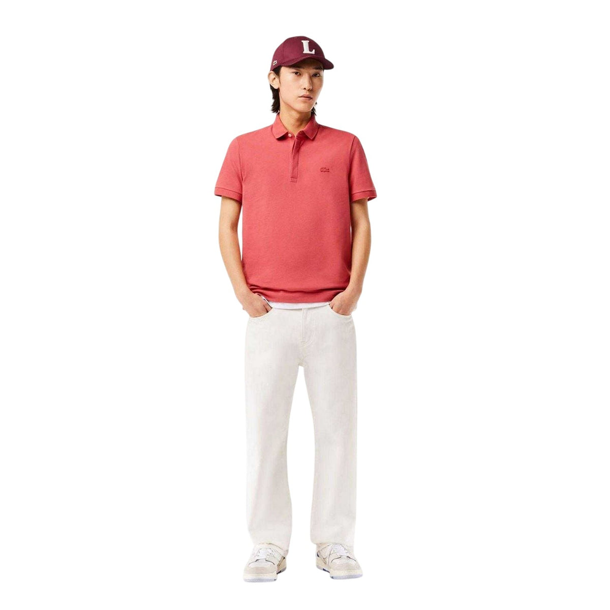 Red - Side - Lacoste Mens Paris Stretch Polo Shirt