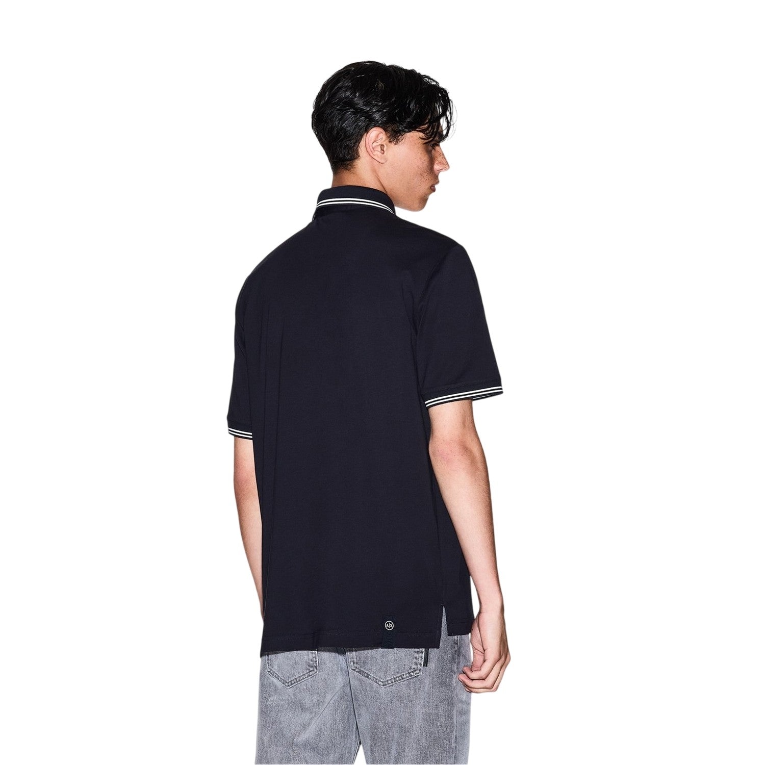 Navy - Back - Armani Exchange Mens Embroidered Collared Polo Shirt