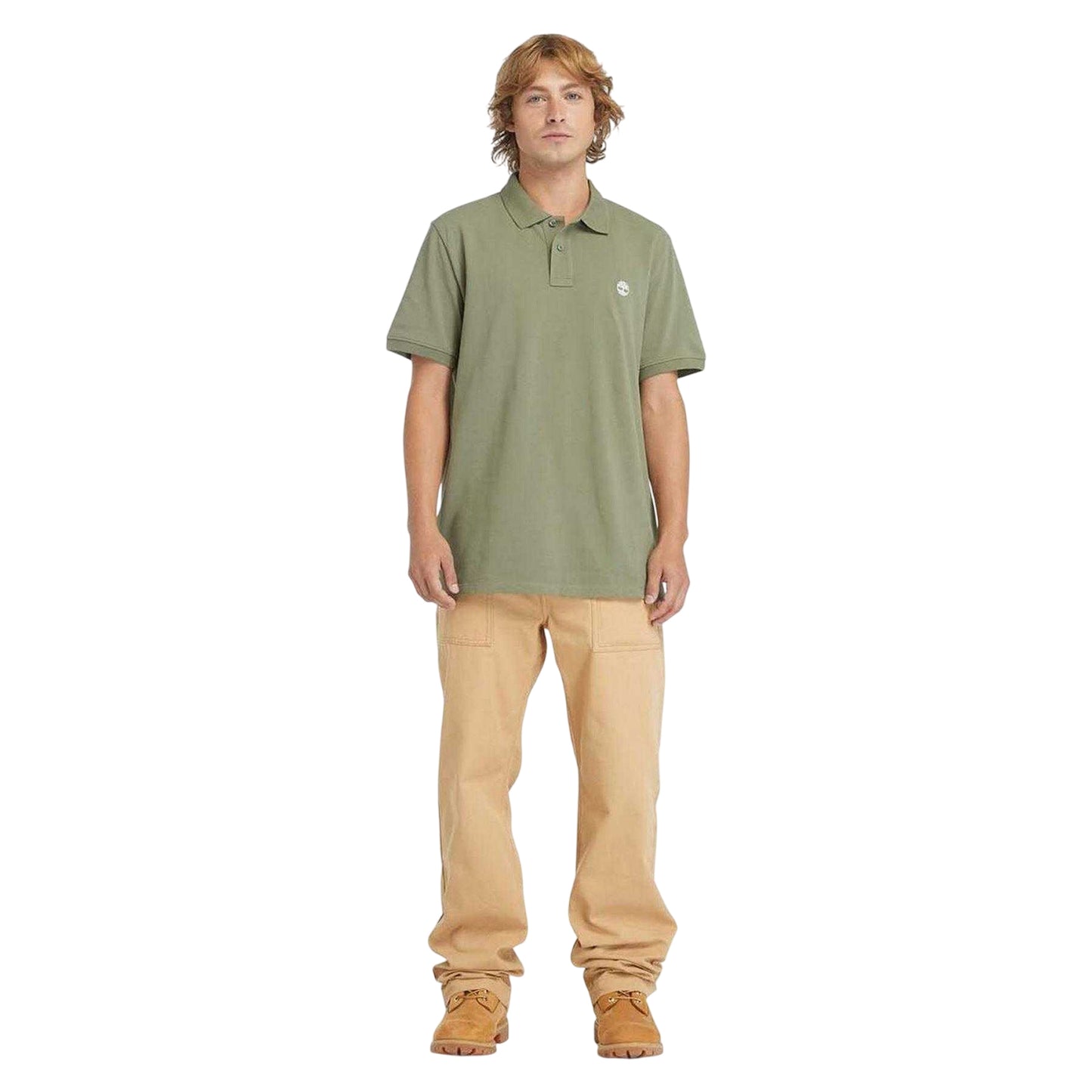 Green - Side - Timberland Mens Oyster River Logo Cotton Polo Shirt