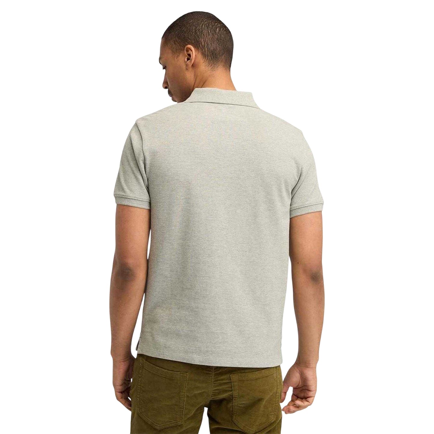Grey - Back - Timberland Mens Oyster River Logo Cotton Polo Shirt