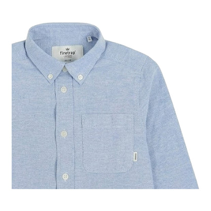 Blue - Side - Firetrap Boys Oxford Pocket Long-Sleeved Shirt