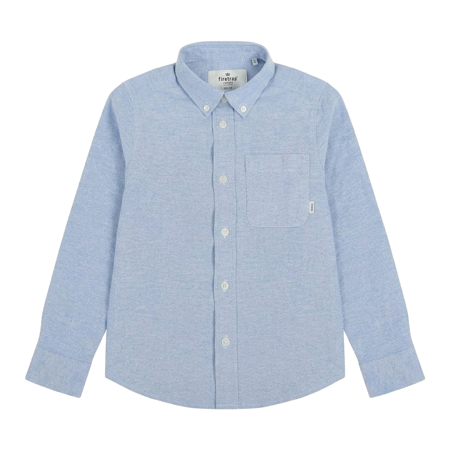 Blue - Front - Firetrap Boys Oxford Pocket Long-Sleeved Shirt