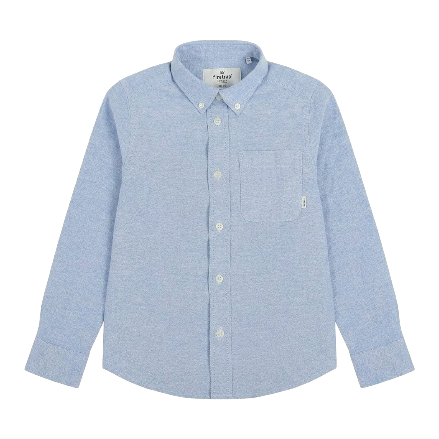 Blue - Front - Firetrap Boys Oxford Pocket Long-Sleeved Shirt