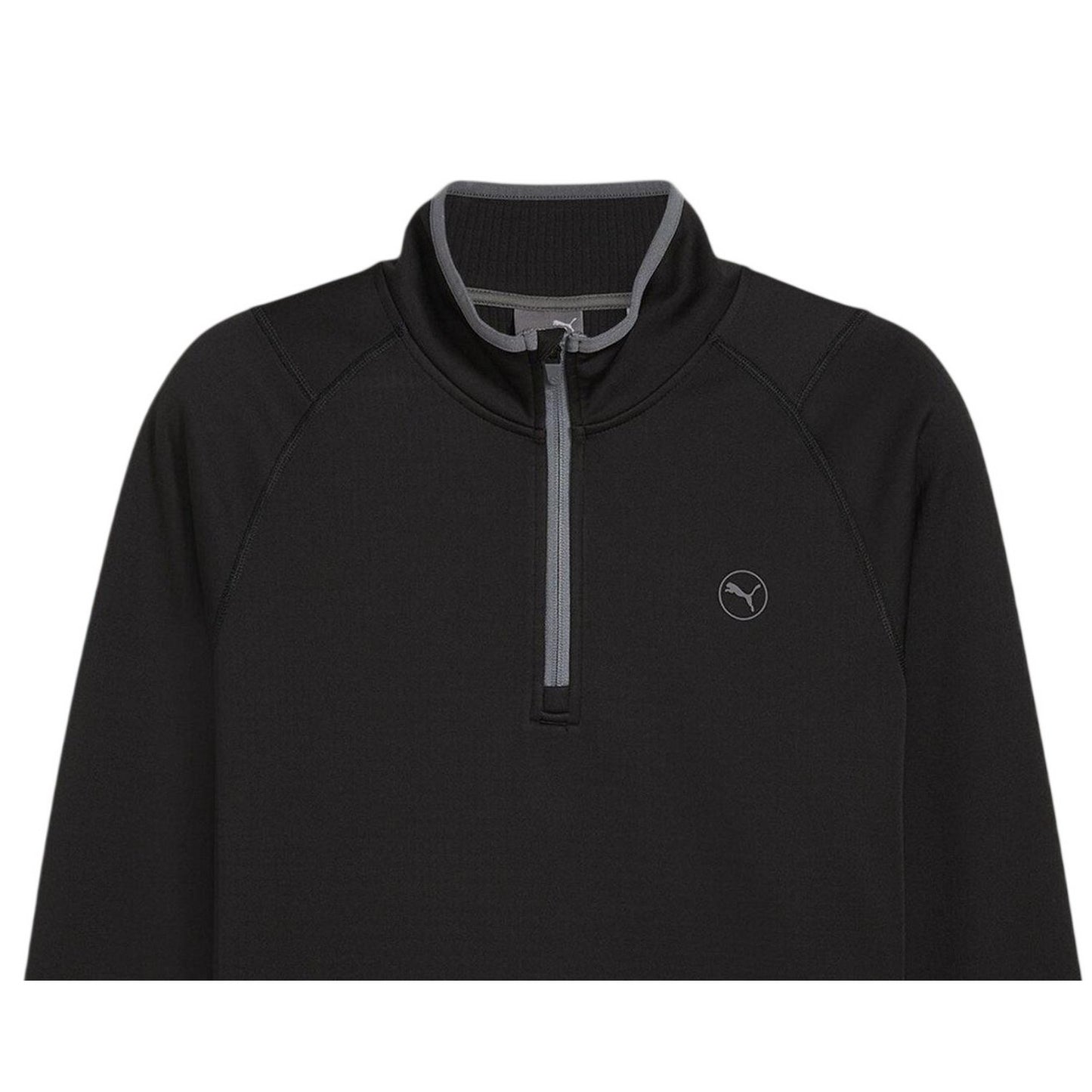 Puma Black - Side - Puma Mens Quarter Zip Long-Sleeved Polo Shirt