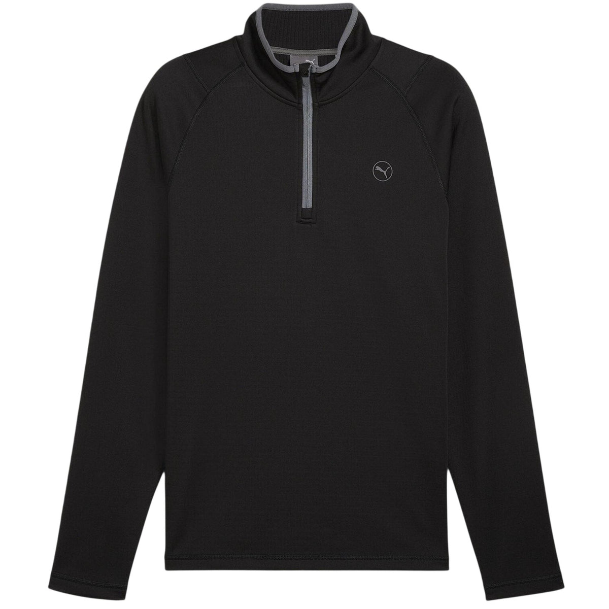 Puma Black - Front - Puma Mens Quarter Zip Long-Sleeved Polo Shirt