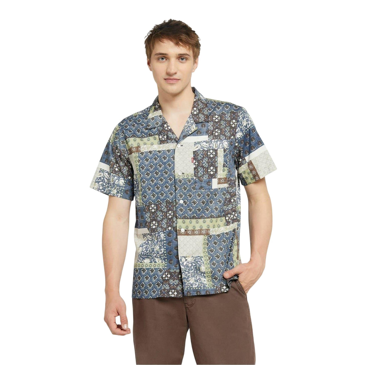 Blue-Green-Brown - Front - Levis Mens Sunset Camp Regular Shirt