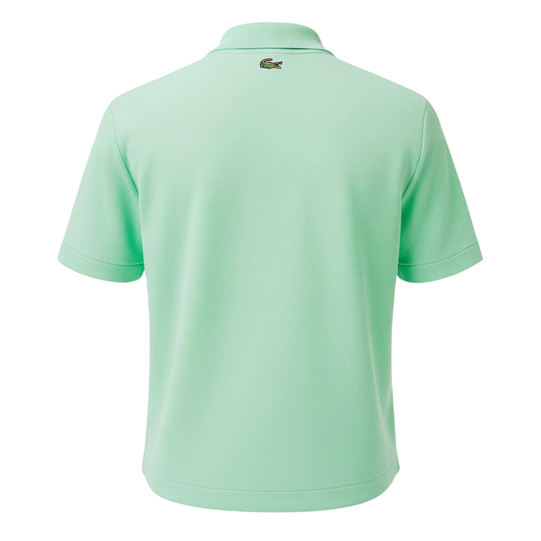 Green - Back - Lacoste Womens-Ladies Cropped Polo Shirt