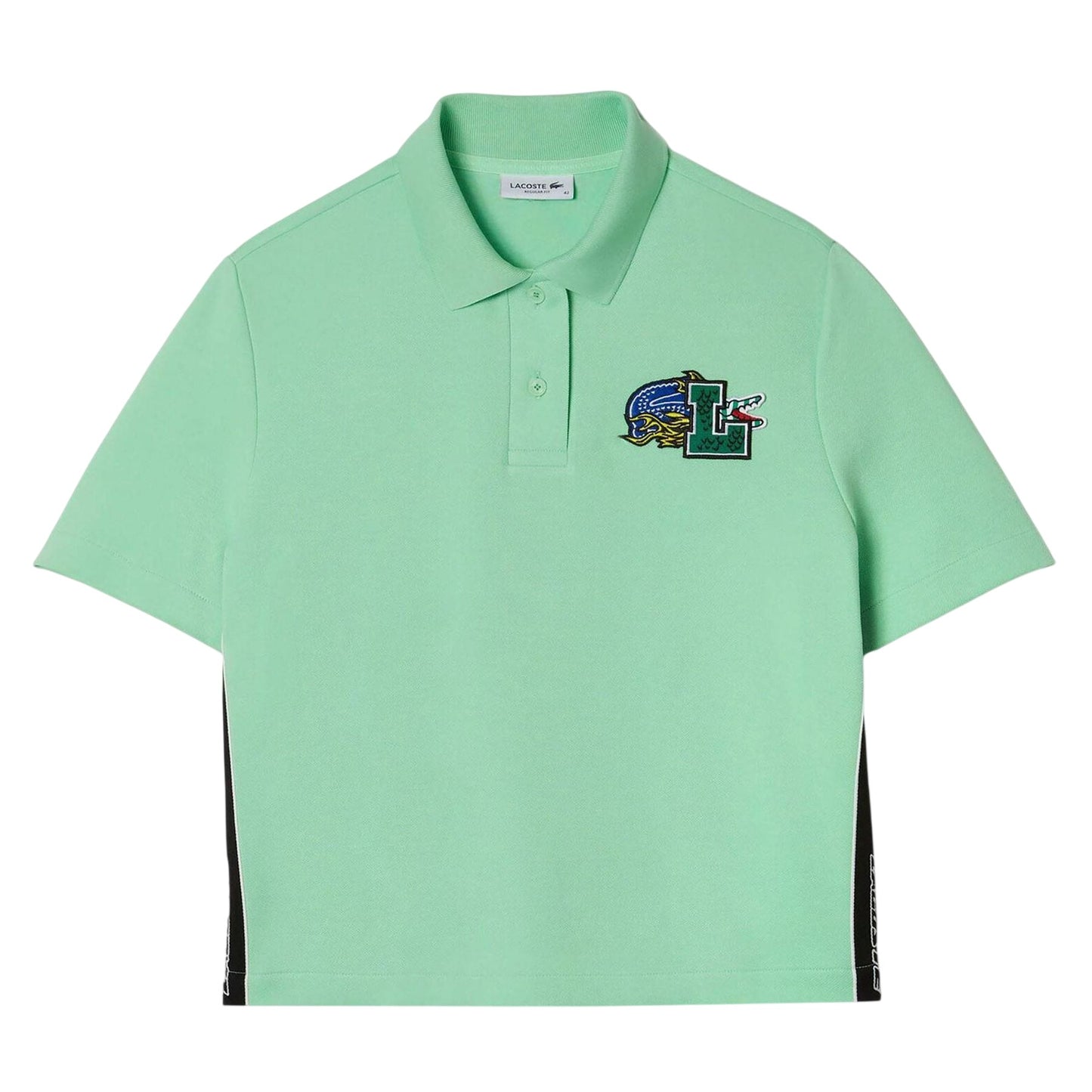 Green - Front - Lacoste Womens-Ladies Cropped Polo Shirt
