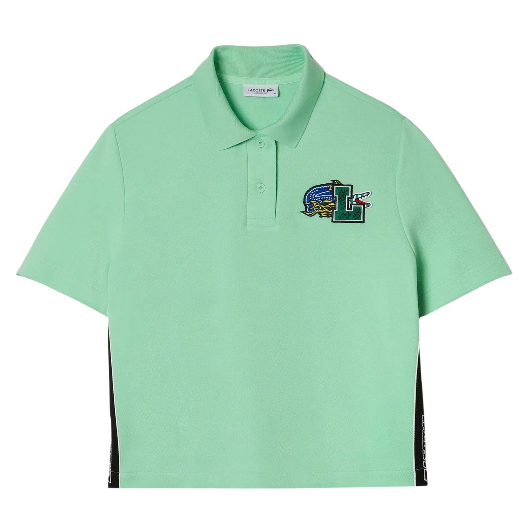 Green - Front - Lacoste Womens-Ladies Cropped Polo Shirt