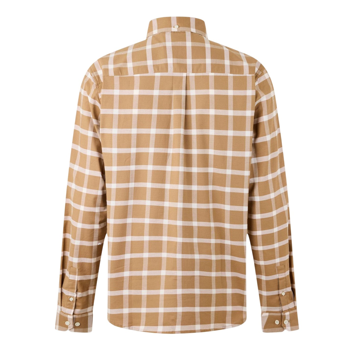 Ecru-Caramel - Back - Luke 1977 Mens Checked Oxford Long-Sleeved Shirt