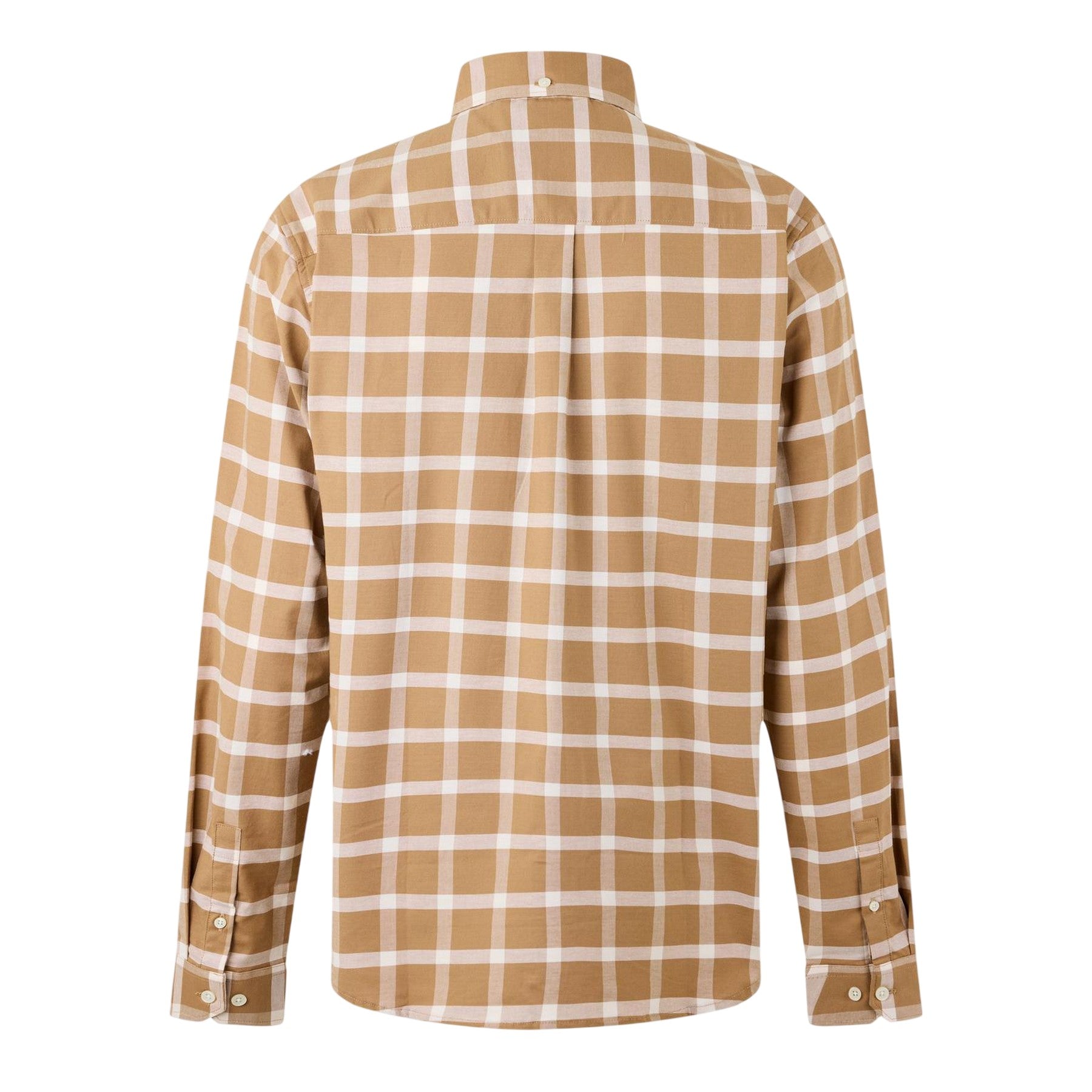 Ecru-Caramel - Back - Luke 1977 Mens Checked Oxford Long-Sleeved Shirt
