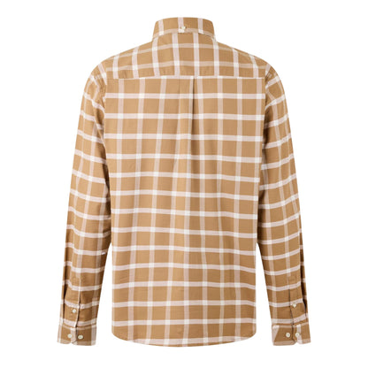 Ecru-Caramel - Back - Luke 1977 Mens Checked Oxford Long-Sleeved Shirt