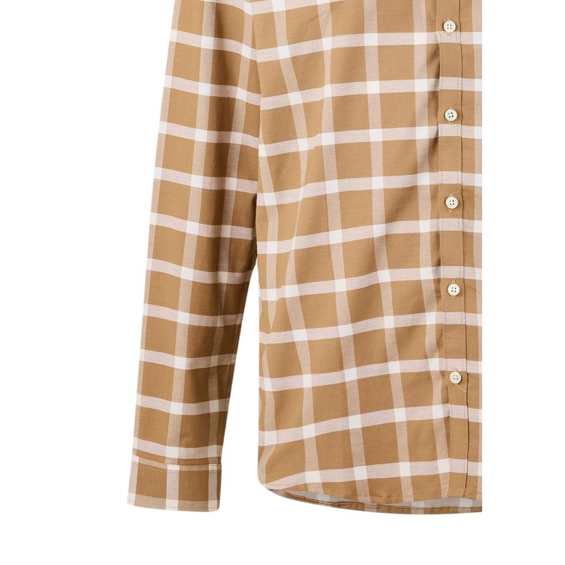 Ecru-Caramel - Lifestyle - Luke 1977 Mens Checked Oxford Long-Sleeved Shirt