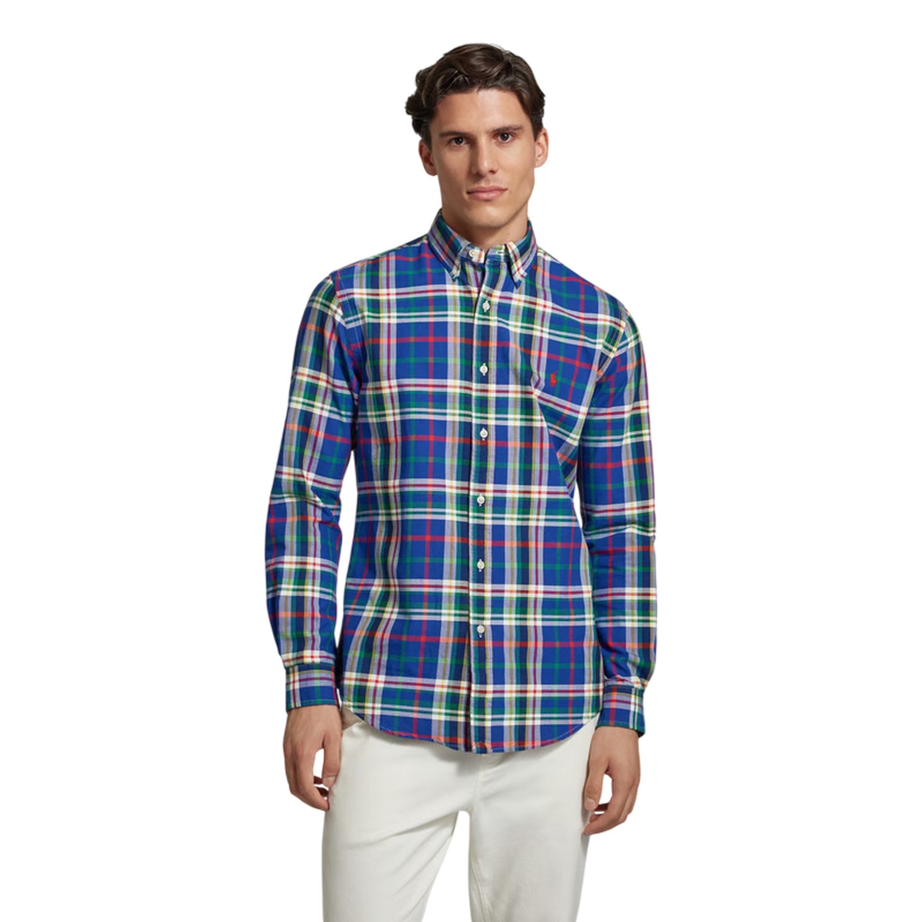 Royal Blue-White - Side - Ralph Lauren Boys Polo Checked Embroidered Shirt