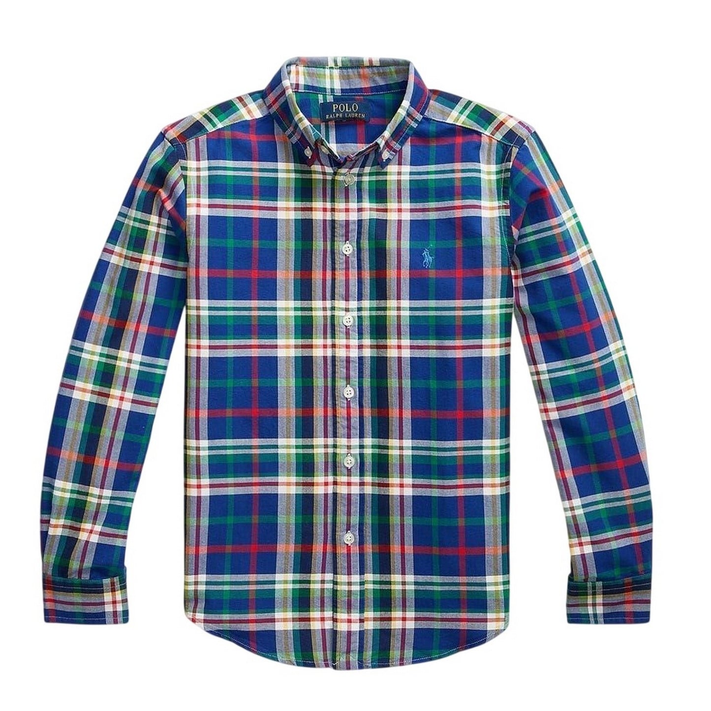 Royal Blue-White - Front - Ralph Lauren Boys Polo Checked Embroidered Shirt