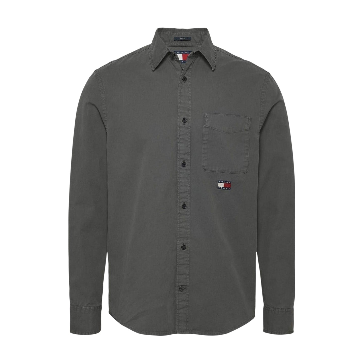 Black - Front - Tommy Jeans Mens Washed Twill Shirt