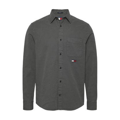 Black - Front - Tommy Jeans Mens Washed Twill Shirt