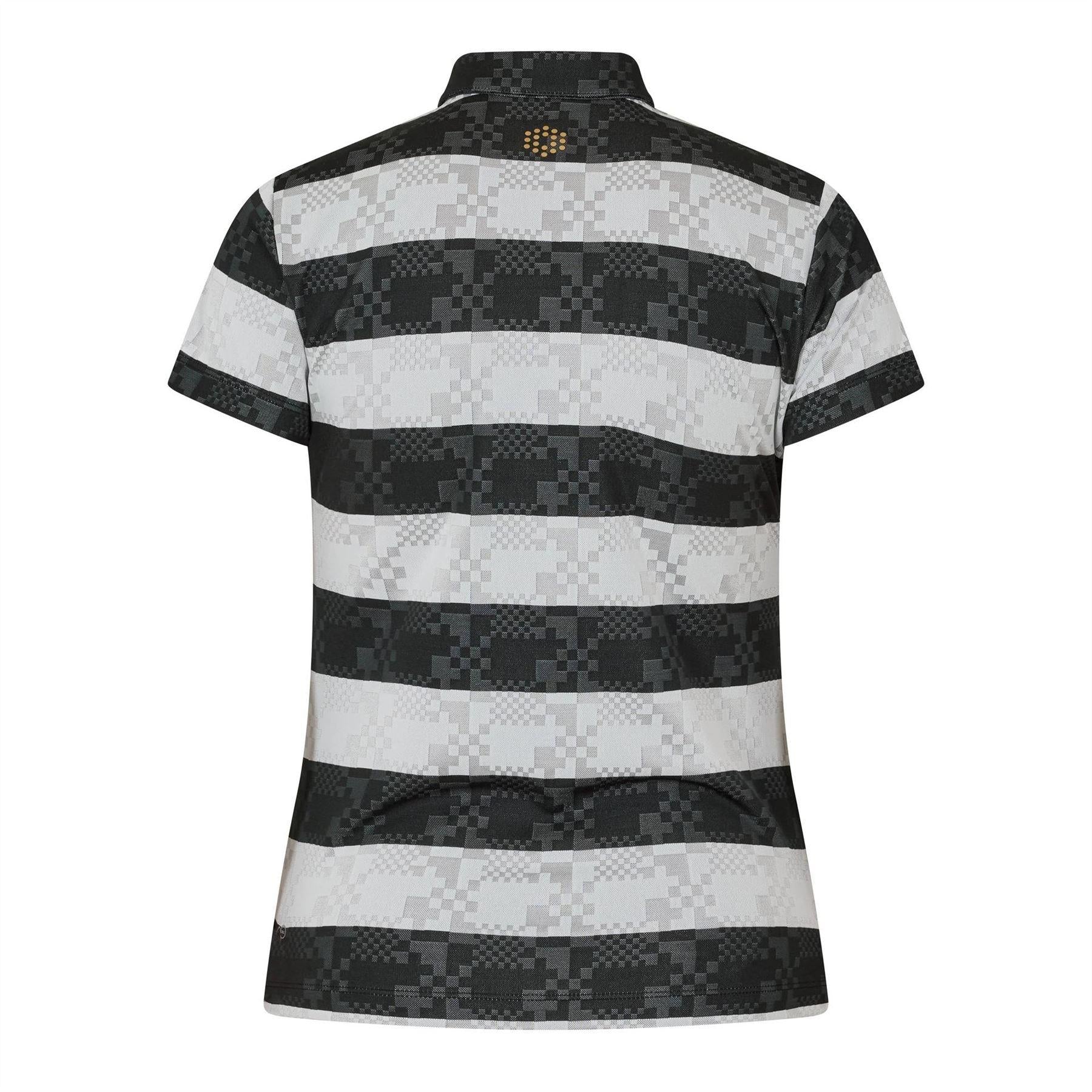Black-White - Back - Puma Womens-Ladies Bordered Stripes Polo Shirt