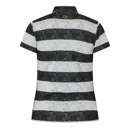 Black-White - Back - Puma Womens-Ladies Bordered Stripes Polo Shirt