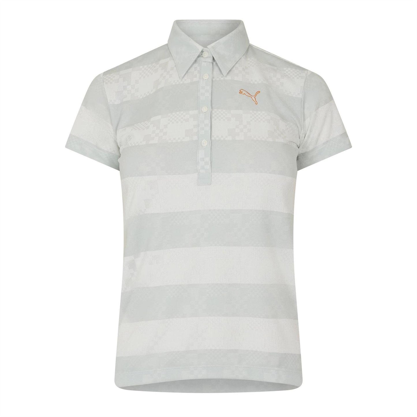 Grey-White - Front - Puma Womens-Ladies Bordered Stripes Polo Shirt