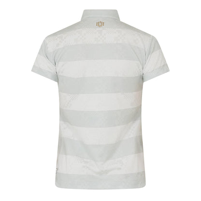Grey-White - Back - Puma Womens-Ladies Bordered Stripes Polo Shirt