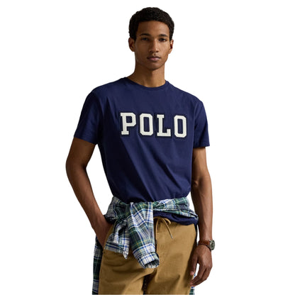 Navy - Side - Ralph Lauren Mens Logo Jersey Cotton Classic T-Shirt