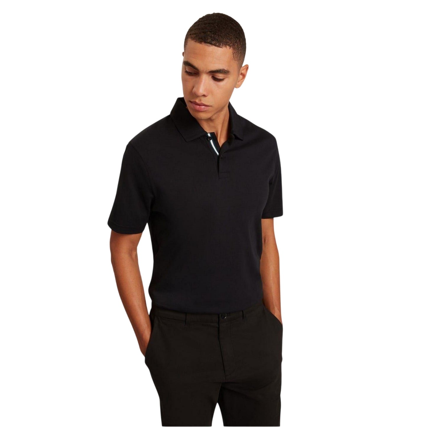 Black - Side - Ted Baker Mens Mercerised Cotton Polo Shirt