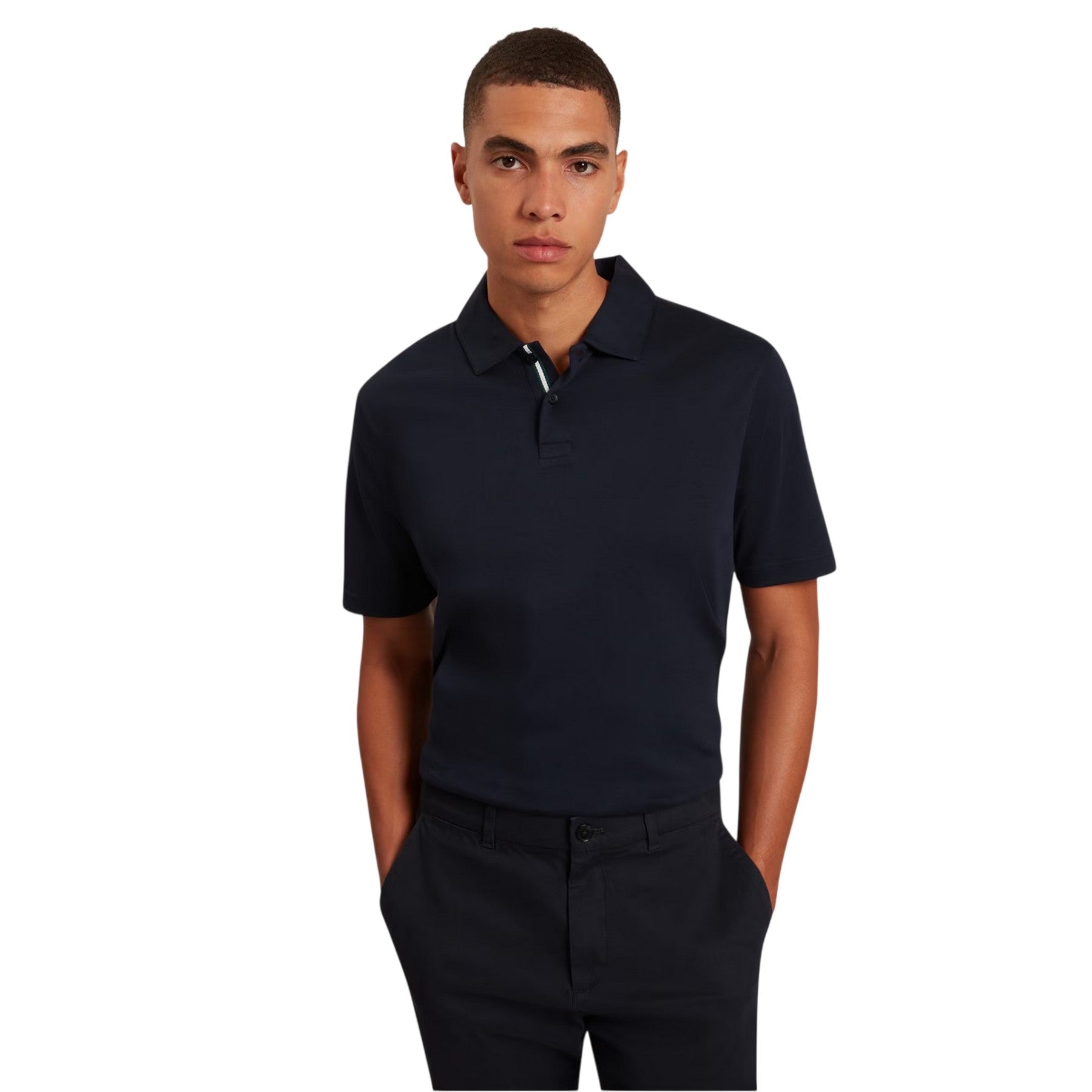 Navy - Side - Ted Baker Mens Mercerised Cotton Polo Shirt