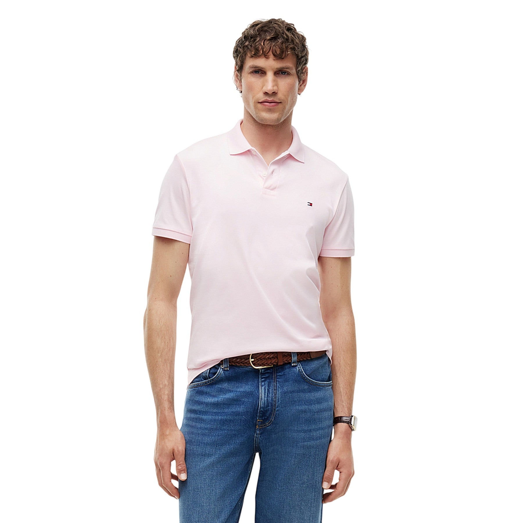 Pink - Side - Tommy Hilfiger Mens Interlock Polo Shirt