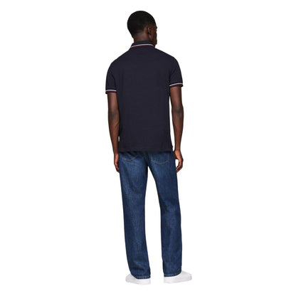 Sky Blue - Back - Tommy Hilfiger Mens Organic Cotton Slim Short-Sleeved Polo Shirt