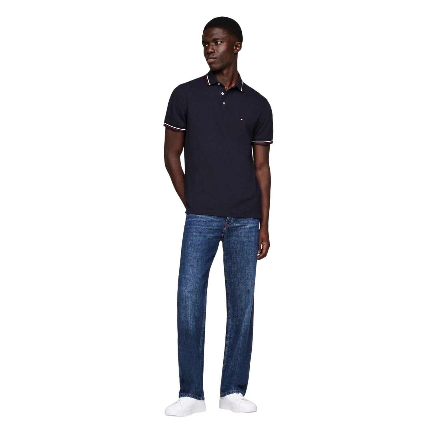 Sky Blue - Side - Tommy Hilfiger Mens Organic Cotton Slim Short-Sleeved Polo Shirt