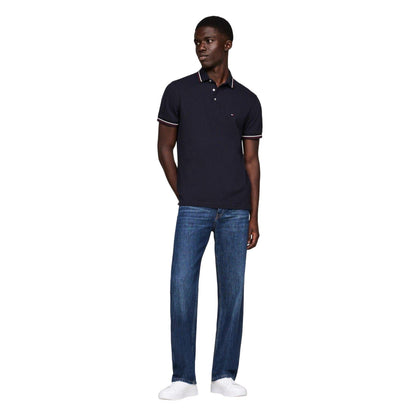 Sky Blue - Side - Tommy Hilfiger Mens Organic Cotton Slim Short-Sleeved Polo Shirt