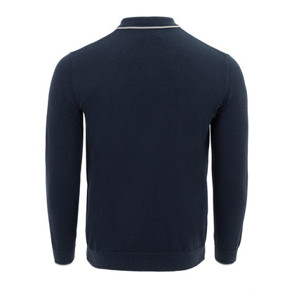 Navy-Grey - Back - Firetrap Mens Long-Sleeved Polo Shirt