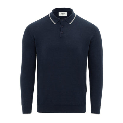 Navy-Grey - Front - Firetrap Mens Long-Sleeved Polo Shirt