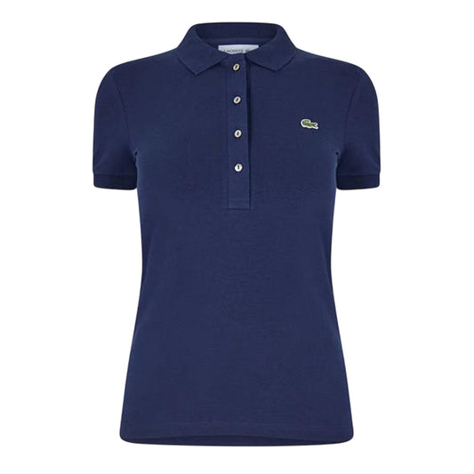 Navy Blue - Front - Lacoste Womens-Ladies Logo Polo Shirt