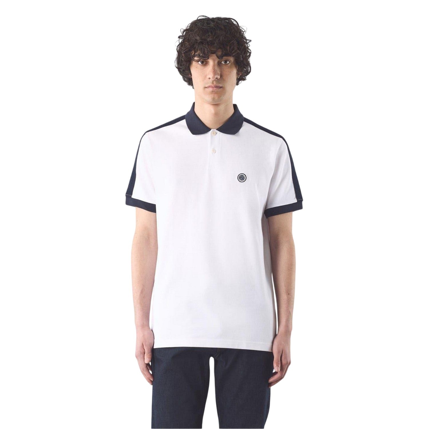 White - Back - Pretty Green Mens Denton Regular Polo Shirt