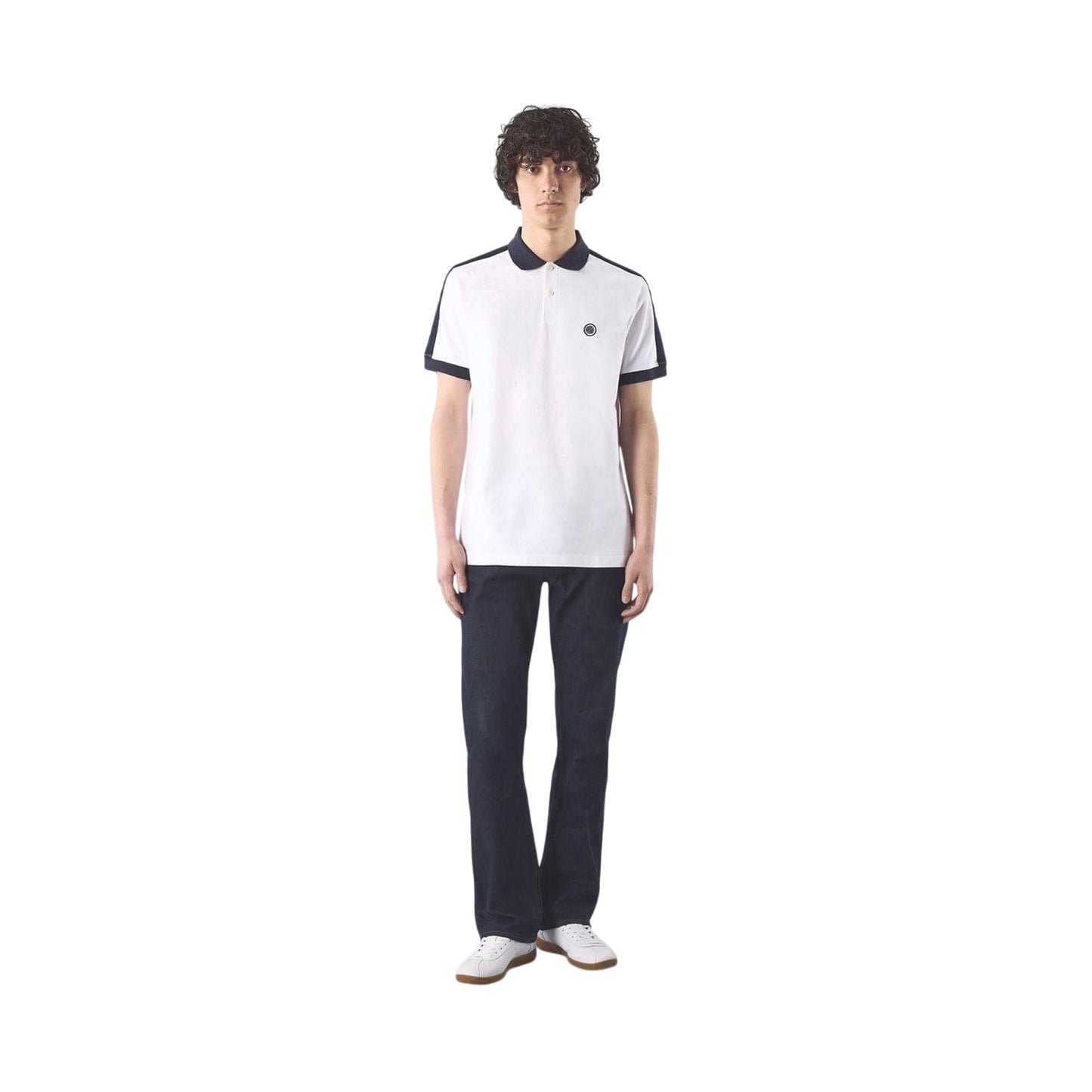 White - Side - Pretty Green Mens Denton Regular Polo Shirt