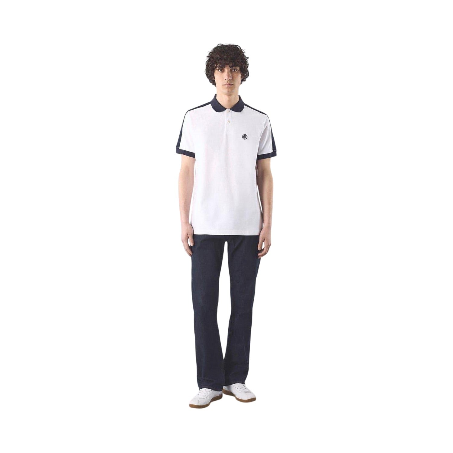 White - Side - Pretty Green Mens Denton Regular Polo Shirt