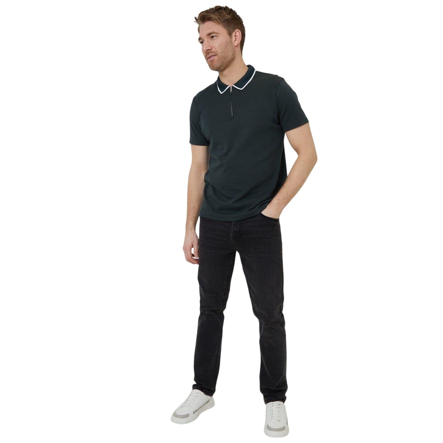 Pine Green - Lifestyle - Threadbare Mens Pinetwn Regular Short-Sleeved Polo Shirt