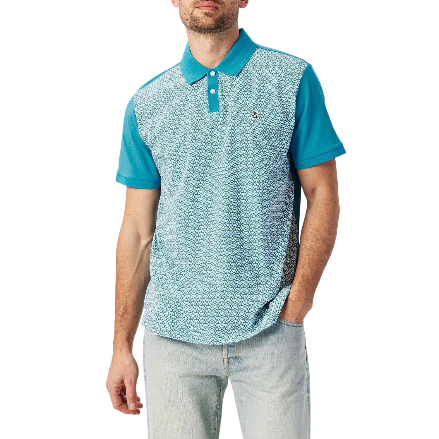 Blue Moon - Side - Original Penguin Mens Geometric Regular Short-Sleeved Polo Shirt
