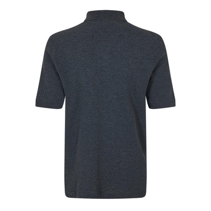 Navy - Back - Ted Baker Mens Textured Knit Regular Polo Shirt
