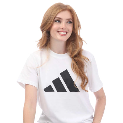 White - Back - Adidas Womens-Ladies Future Icons Logo T-Shirt