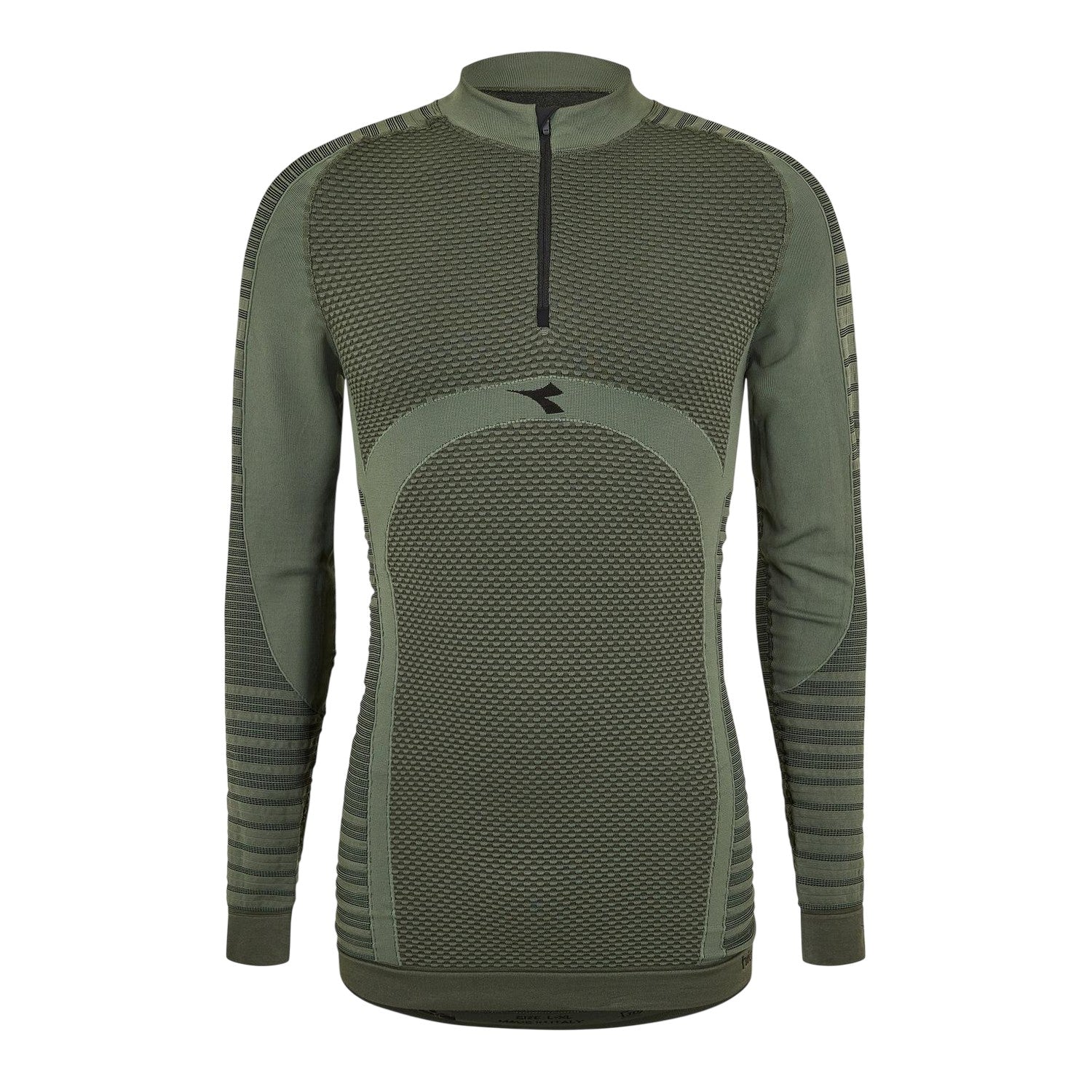 Green - Front - Diadora Mens Quarter Zip Long-Sleeved Top