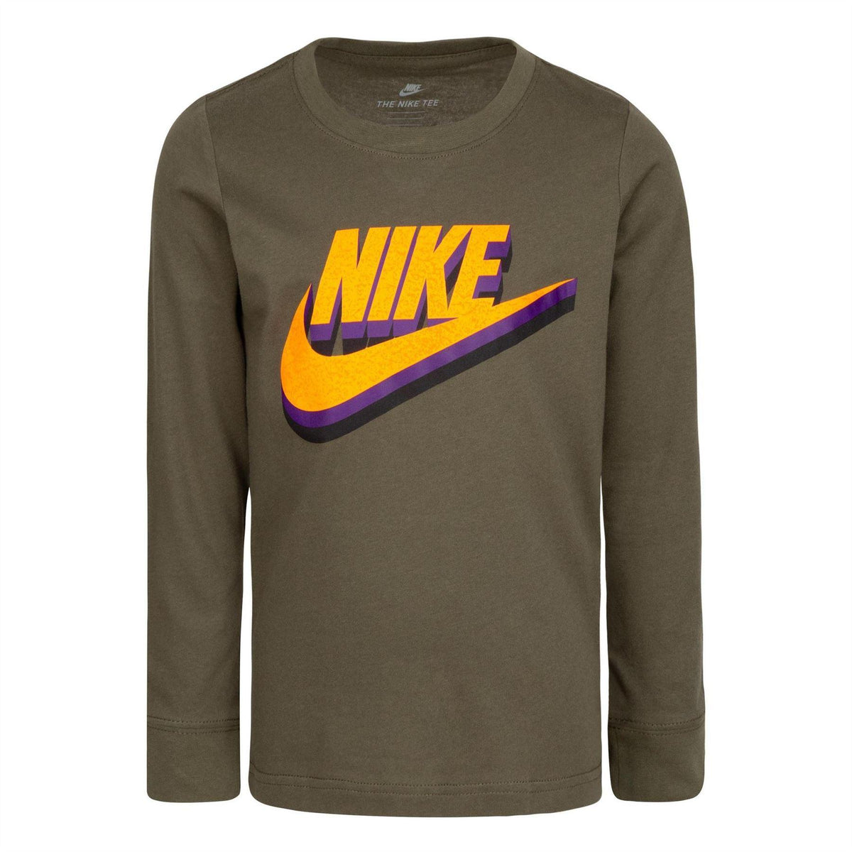 Green - Front - Nike Childrens-Kids Logo Long-Sleeved T-Shirt