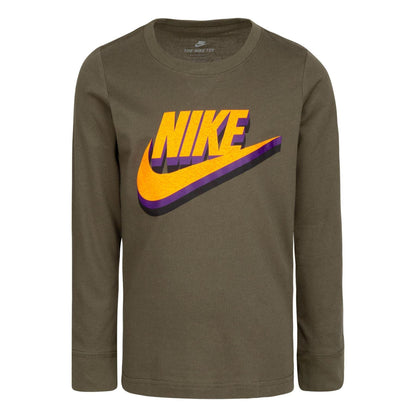 Green - Front - Nike Childrens-Kids Logo Long-Sleeved T-Shirt