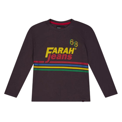 Red - Front - Farah Childrens-Kids Logo Long-Sleeved T-Shirt
